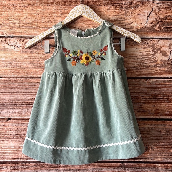 Green Corduroy Dress Easter 3t - Picture 1 of 4